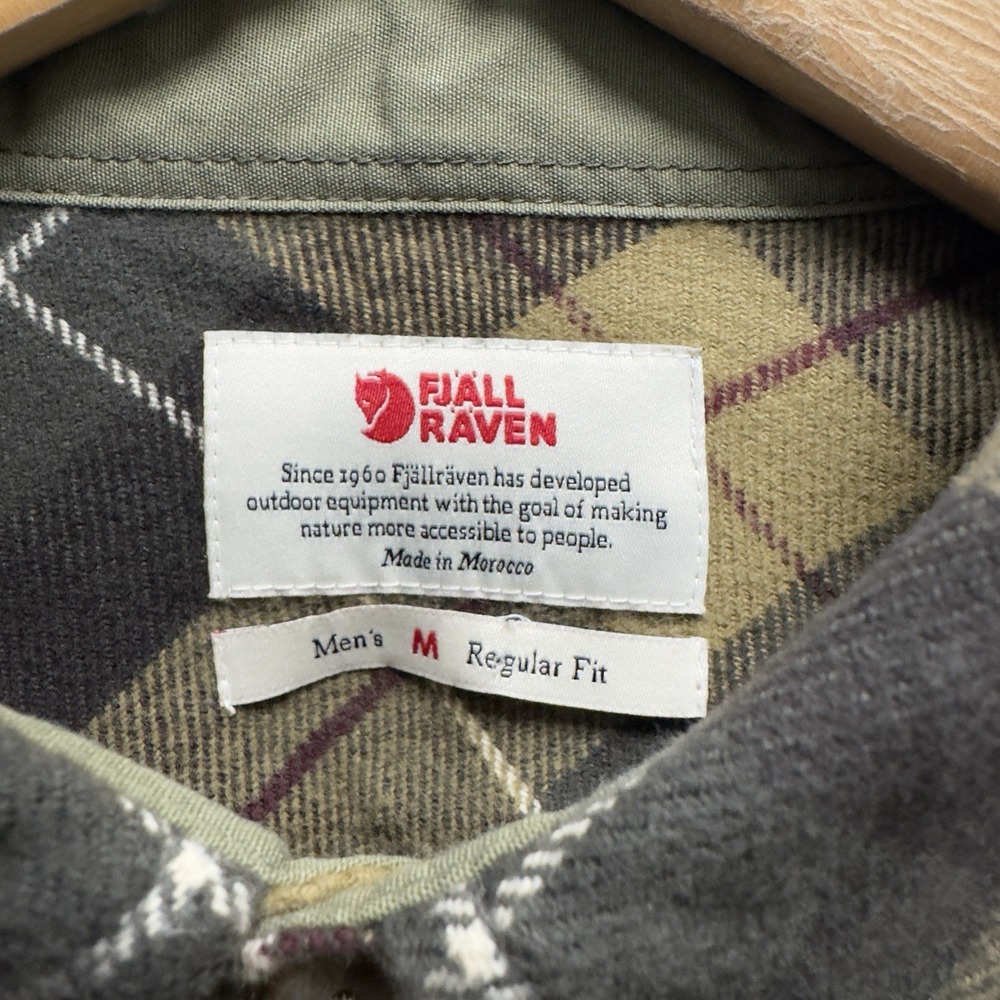 Fjallraven Men's Sz Medium Mustard Plaid Yellow Singi Flannel Outdoor Camp Shirt - Picture 3 of 4